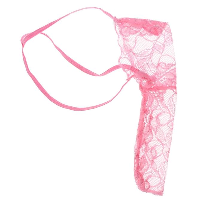 2pcs Sheer Pink Black Lace Underwear Men's Briefs Shorts Bulge Pouch Thongs