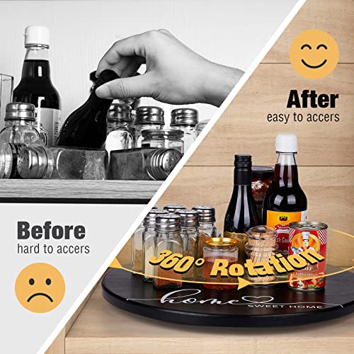 Aw Bridal 15'' Wooden Lazy Susan Turntable Organizer, Black Large Lazy Susan Turntable For Table Cabinet Or Pantry, Unique Anniversary Birthday Housewarming Gifts #TOP3