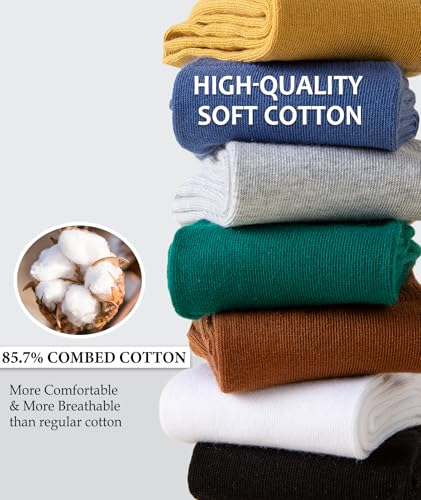 Image of Josnown Crew Socks for Women, Thin Cotton Casual Soft Aesthetic Womens Socks 5 Pairs
