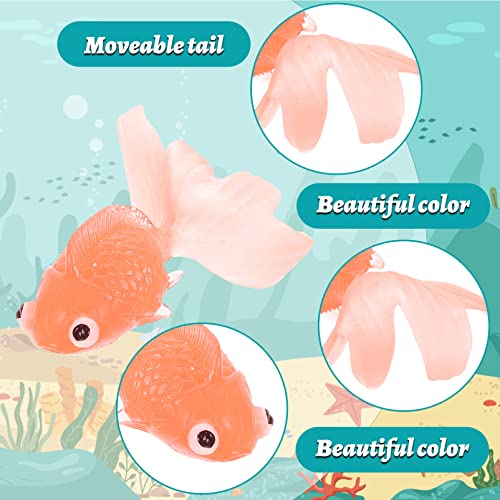 Gadpiparty 10Pcs Fake Goldfish, Rubber Fish, Soft Tpr Aquarium Decoration Kids Fishing Playset Realistic Tank Decor - Image 2