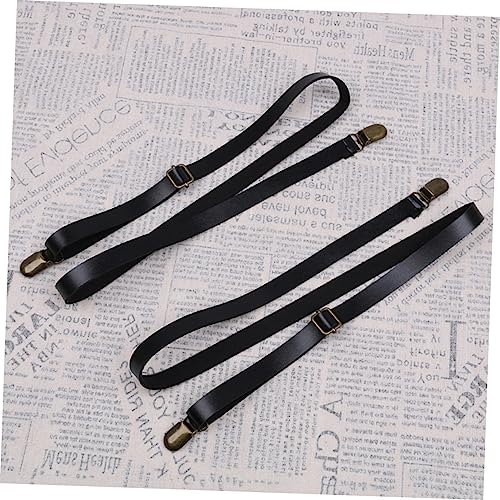 2Pcs Adjustable Elastic Braces for Non Slip PU Leather Pants Straps Comfortable Hanging Neck Trousers Suspenders Durable Stylish Design4