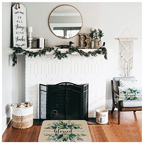 Nydecor Welcome Mats For Front Door Rustic Farmhouse Door Mat Plant Blessed Doormat Quote Eucalyptus Leaves Home Floor Mats Non Slip Rubber Entrance Rug For Indoor Outdoor 17X28 Inch #TOP5