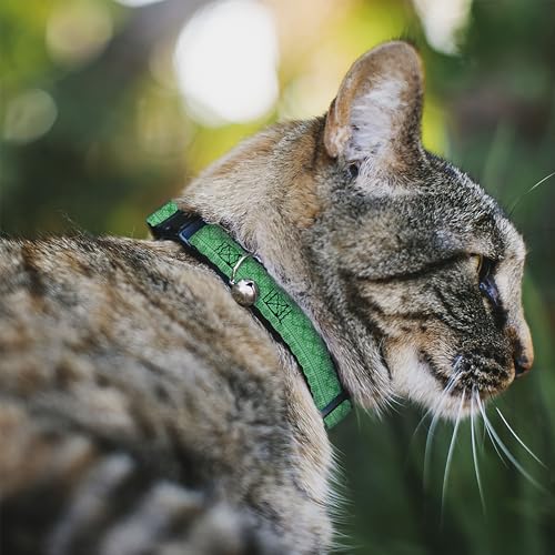 Collar separable para gato Buckle-Down con campana patrón verde Navidad ajustable 8.5-12 pulg 3