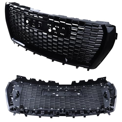 Image of Grille Set 8pcs Compatible with 2021-2024 GMC Yukon /Yukon XL Denali Front Upper Grill Upper Lower Hood Molding Trim Camera bracket Fog Light Bezel Fog Light Covers Gloss Black Kit