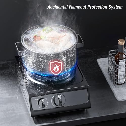 Portable Gas Stove,Cassette Stove,Max 17742.4BTU Single Burner Cassette Stove Piezo-Ceramic Ignition,for Camping Cooking Car Travel Home and Apartment (Color : LPG, Size : Style 2)