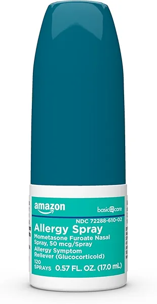 Amazon Basic Care 24 Hour Allergy Nasal Spray, Mometasone Furoate Nasal Spray 50 mcg/Spray, Non-Drowsy