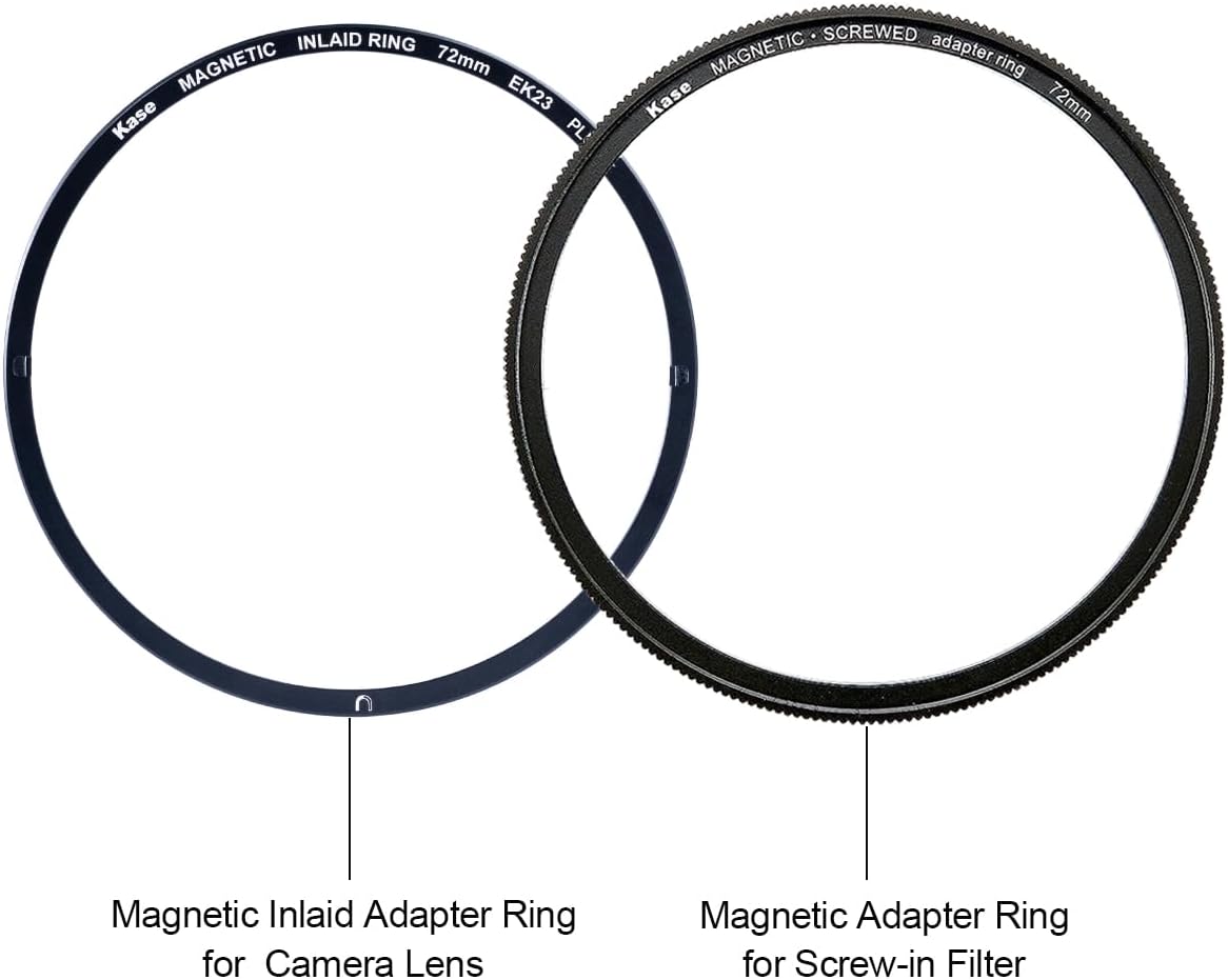 Kase 77mm Magnetic Inlaid Filter Adapter Ring Kit for Screw-in Filter | Convert 77mm Threaded Filter to Magnetic, Ultra-slim & Aluminum Alloy