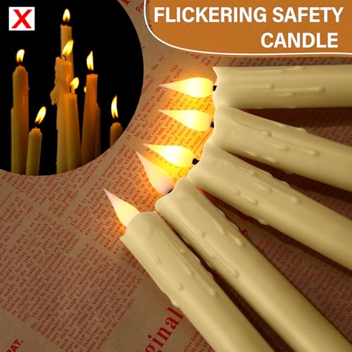 Image of 48 Pcs 6.5 /7.5 /8.8 /10 Inch Ivory Flameless Taper Candles LED Candle Sticks Battery Operated Flickering LED Candlestick Window Plastic Candle for Wedding Halloween Christmas Decor(No Battery)