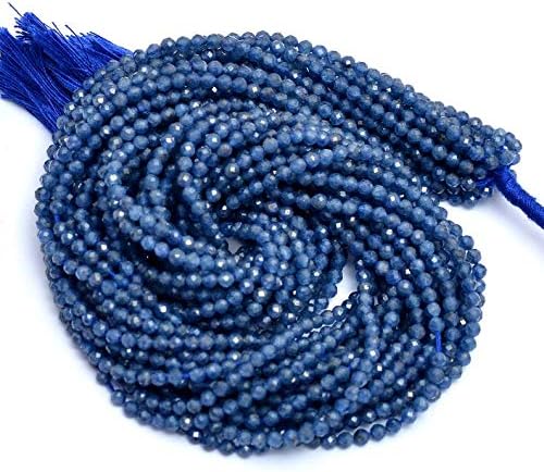 Miniatura 2 de AAA+ - Cuentas microfacetadas de zafiro azul birmano de 0.031 a 0.118 pulgadas, hilo de 13 pulgadas, cuentas sueltas de zafiro azul birmano natural