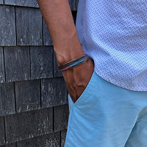 Beach Bracelet For Men And Women - Waterproof Waxed Cord Gray Teal Pink And Orange - Multistrand String Adjustable Pull Tie Summer Jewelry #TOP7