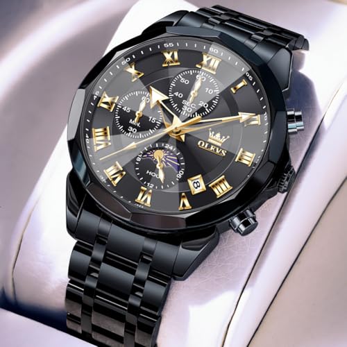 Image of OLEVS Men Watch Business Dress Diamond Luxury Watch Luminous Easy to Read Date Waterproof Stainless Steel Quartz Analog Simple Dress Watch