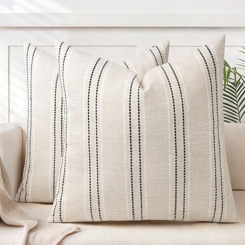 AELS 26x26 Decorative Farmhouse Linen Throw Pillow Covers, Boho Textured