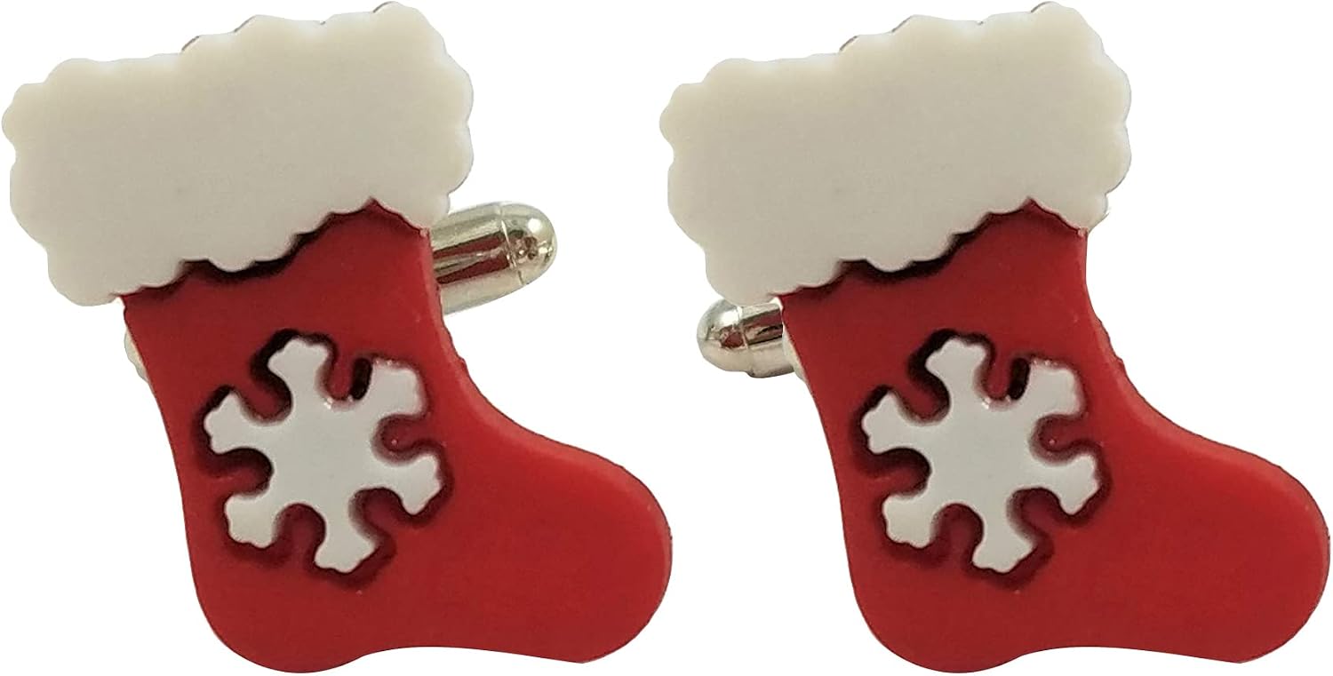 Christmas Stocking Cufflinks, Lapel Pin, Earrings or Tie Bar