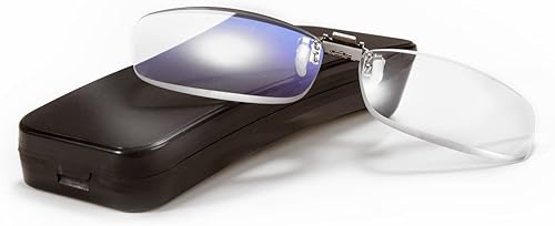 Riwissipa Lentes de lectura abatibles con clip con bloqueo de luz azul para hombres y mujeres, lupas para anteojos, anteojos sin marco