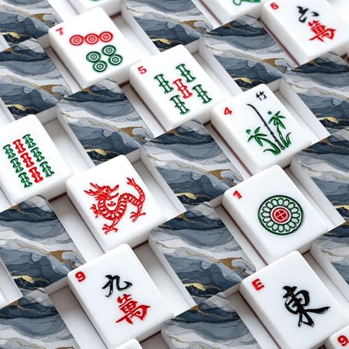 Set de Mahjong Americano con 166 fichas y accesorios miniatura 4
