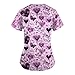 Scrubs Set Pretty Going Out Summer Scrub Ladie's Plus Size Short Sleeve Comfortable Cool Ladies Print V Neck Purple XXL