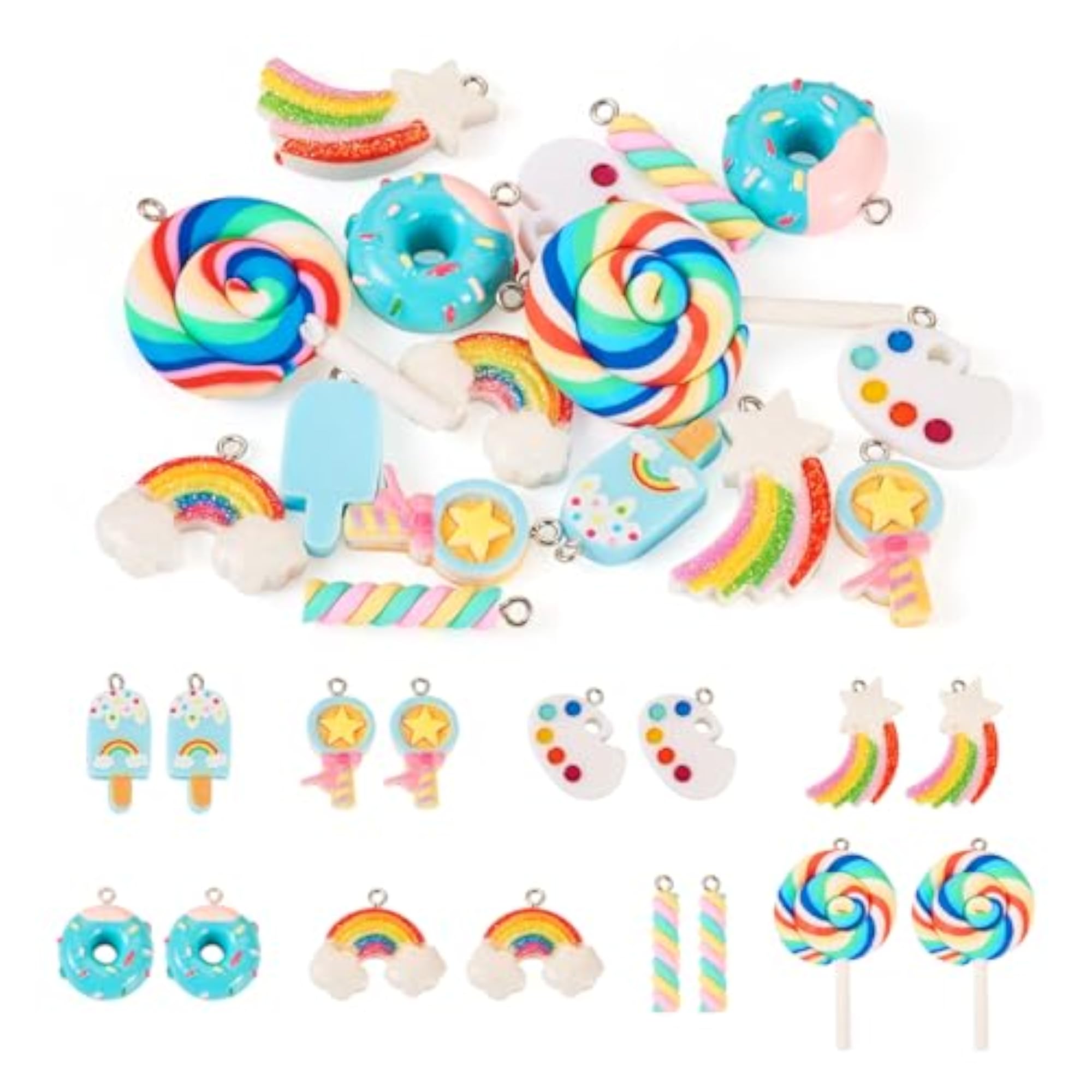 Colorful Animal Food Fruit Pattern Resin Pendants for DIY Craft