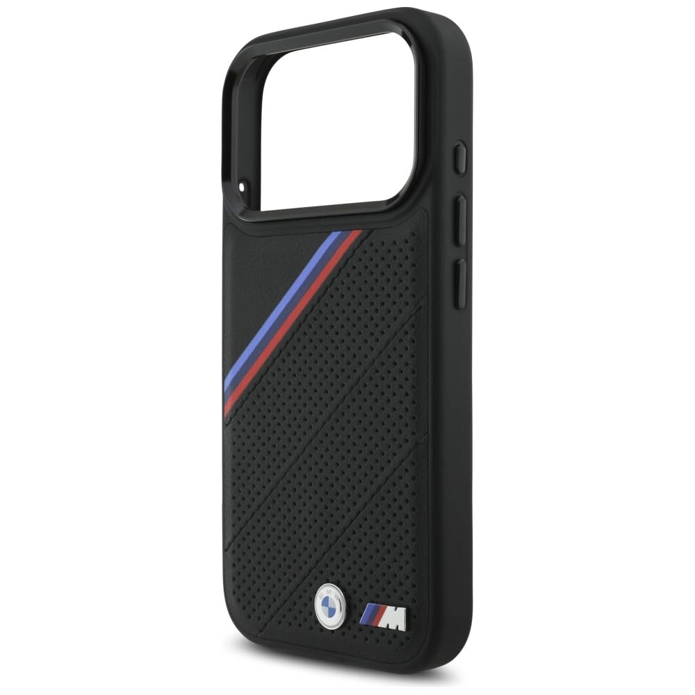 CG Mobile BMW M Tricolor Metal Logo Compatible avec MagSafe Coque pour iPhone 17 Pro (Noir)