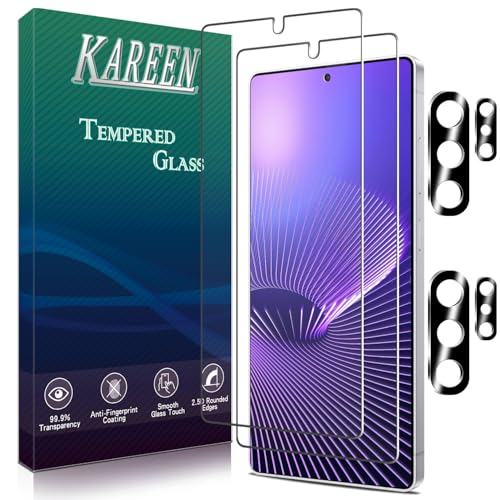Image of KAREEN 2+2 Pack Screen Protector for Samsung Galaxy S26 Ultra Tempered Glass Film with Camera Lens Protector, Fingerprint Unlock Support, Anti Scratch, Bubble Free, Case Friendly
