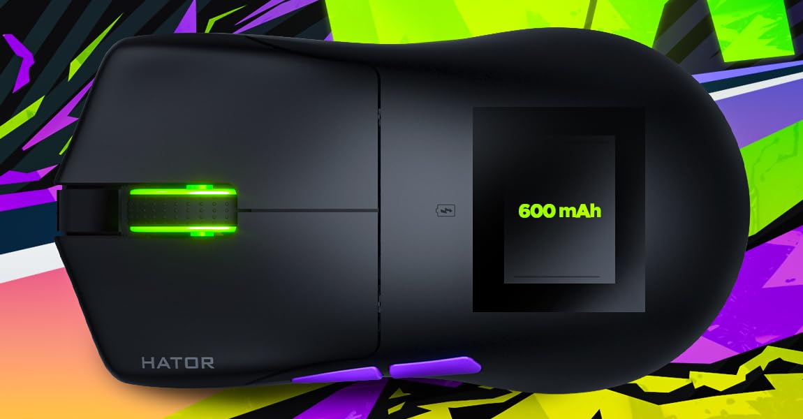 HATOR Pulsar 3 Ultra 4K Wireless Ratón Gaming inalámbrico, 61g Ultraligero, PixArt PAW3950, 30000 dpi, Optical Switches 100M, 4000Hz, 2.4GHz/Bluetooth/USB-C, PTFE Skates, RGB, Grip, PC/Mac (Negro)