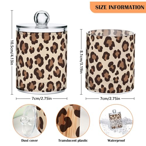 Botes para discos de algodón que solucionan el desorden del baño con estilo de leopardo 5