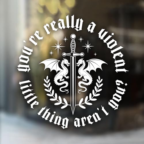 Image of You're Really A Violent Little Thing aren't You Car Decal Fourth Wing Dragon Mirror Sticker Fantasy Bookish Car Accessories Vinyl Waterproof 8 Inches Bumper Decals Gifts for Mom Dad Friend