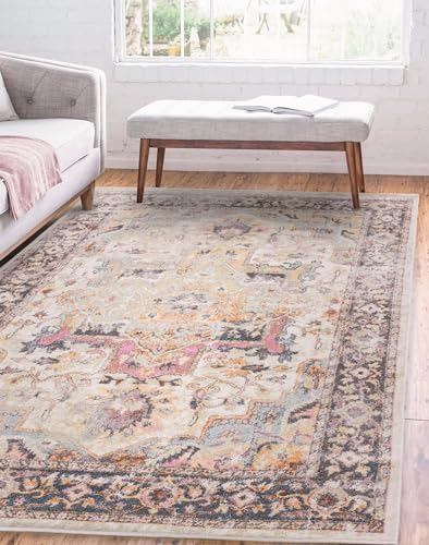 Image of Lord of Rugs Traditional Rug Sincerity Royale Flores Bedroom Dining Living Room Bordered Elegance Floral Rug Kira FR04 Multicolour Large 160x230 cm (5'3"x7'7")