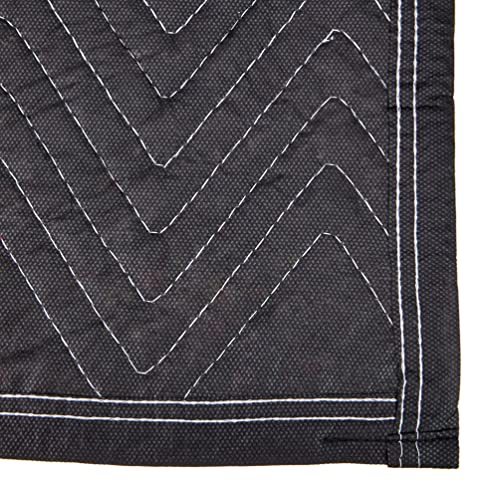 Kortpack Set von 5 Umzugsfirmenqualität Möbelpackdecken ca 520g/m² - Schwarz, 183x203cm + 1 x Gratis Tragegurte Umzug Transportgurt