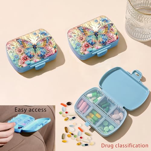 Image of ARTopet Diamond Art Painting Mini Storage Box with 6-Grid Creative Design Compact Portable Small Case for Purse Travel Daily (Butterfly)