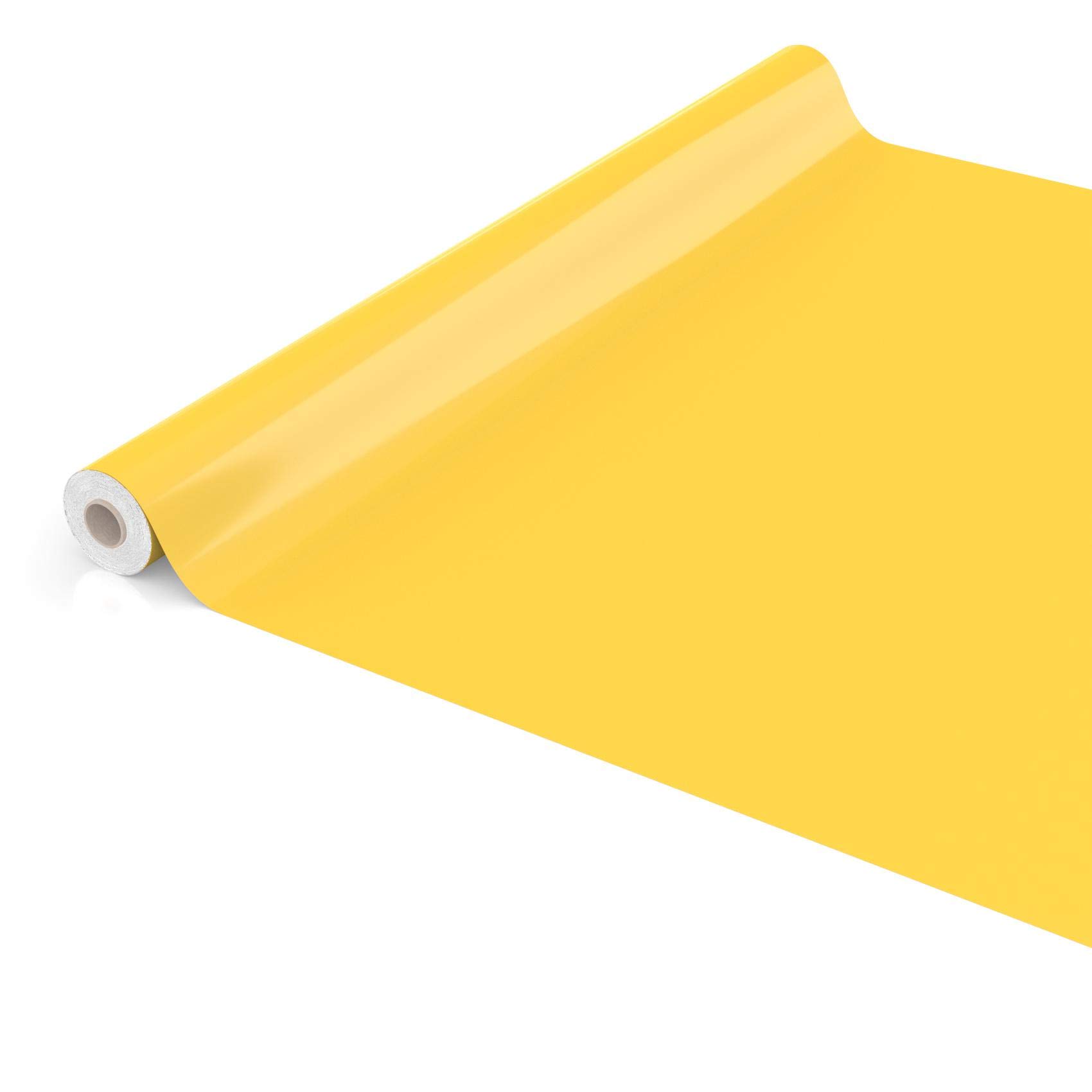 Anro Nappe en toile cirée lavable, uni, brillant, Toile cirée, jaune, Eingefasst 280 x 140cm