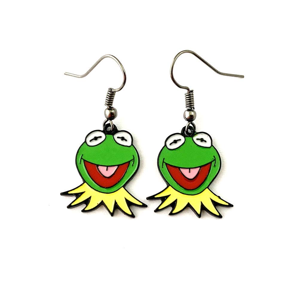HYTAIBBTV Movies Show Original Design Quality Anime Cartoon Kermi The Frog Earrings Gifts for woman girl, Metal, alloy