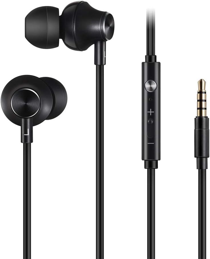 in-Ear 3.5 mm Headphones Earbuds, XBRN Noise Isolation Headsets Heavy Bass Earphones with Microphone for Apple iPhone iPod iPad Samsung Galaxy LG HTC. (Black)