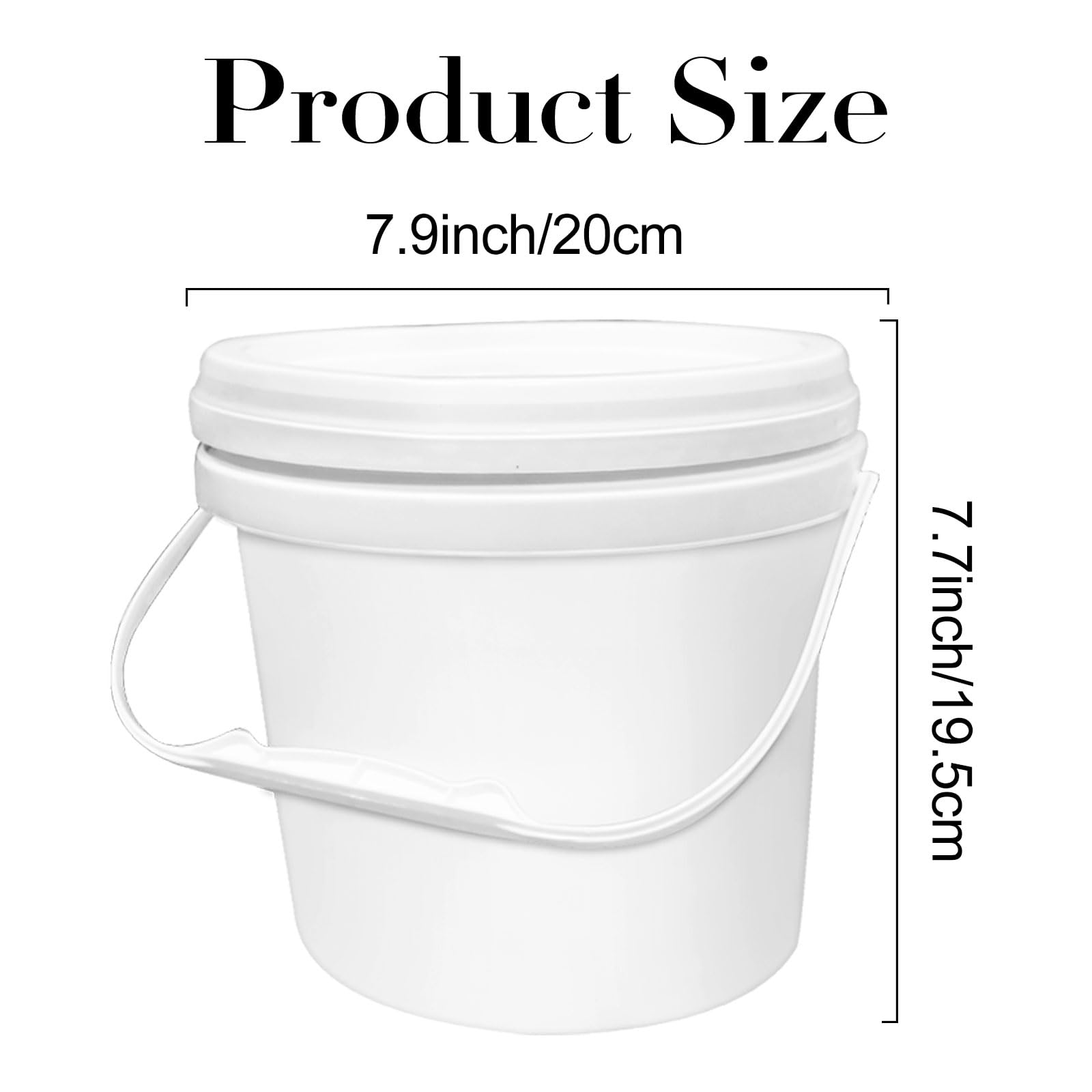 Paquete de 13 cubos de plástico blanco con asa y tapa, contenedores de almacenamiento de alimentos de 1 cuarto de galón, cubo de plástico multifuncional para pintura, agua, manualidades,