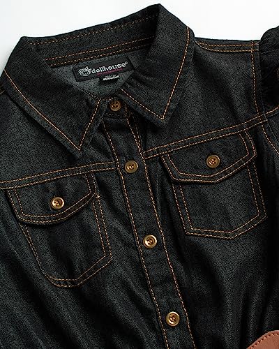 dollhouse Girls' Denim Dress - Casual Long Sleeve Jean Dress for Girls - Button Down Blue Knee Level Dresses for Girls (7-16)3