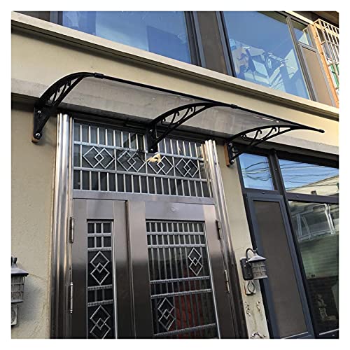 Auvent de Porte d'entrée extérieur, auvents de Toit incurvés Abri de Pluie pour fenêtre de Porche Support en Alliage d'aluminium Couverture en Polycarbonate Ménage Balcon Porte Avant-Toit (Clair 100x