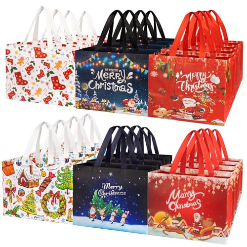 ToolValtz 24 Pack Christmas Gift Bags with Handles, Large Size