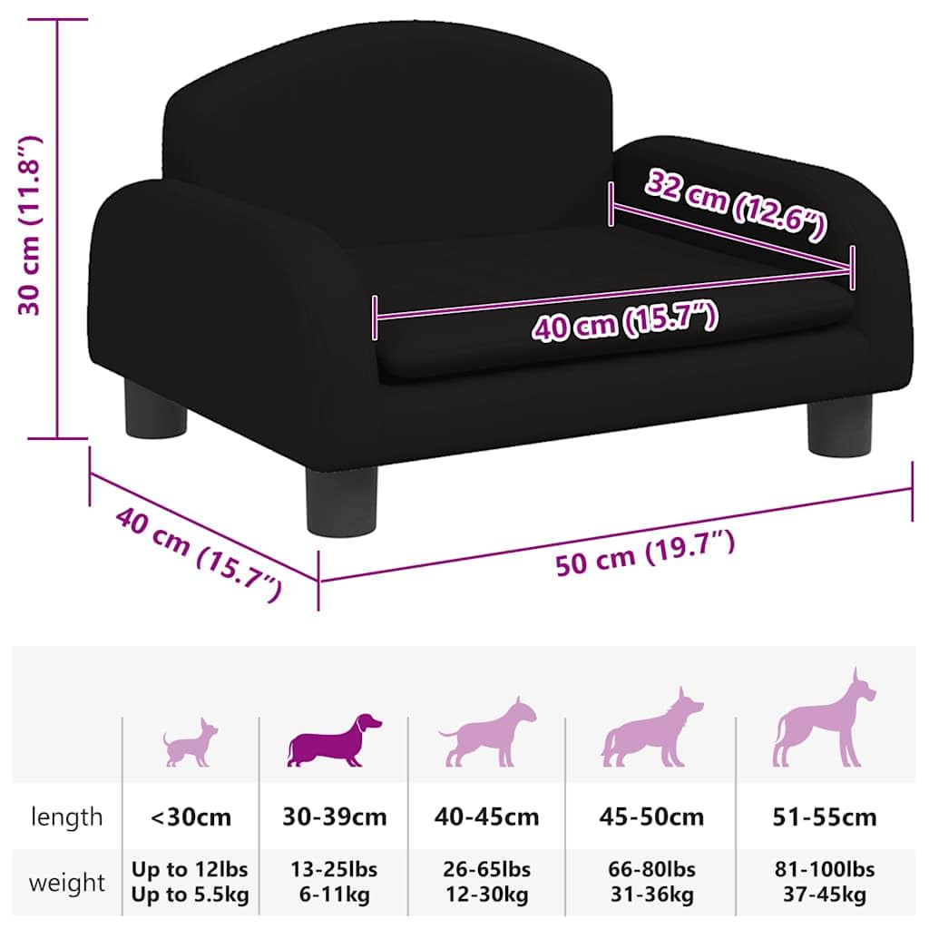 Cuccia per cani in tessuto nero, 50 x 40 x 30 cm, con fondo antiscivolo, morbida imbottita, accogliente e delicata sulle articolazioni, ideale come cuccia per cani, cuscino per animali