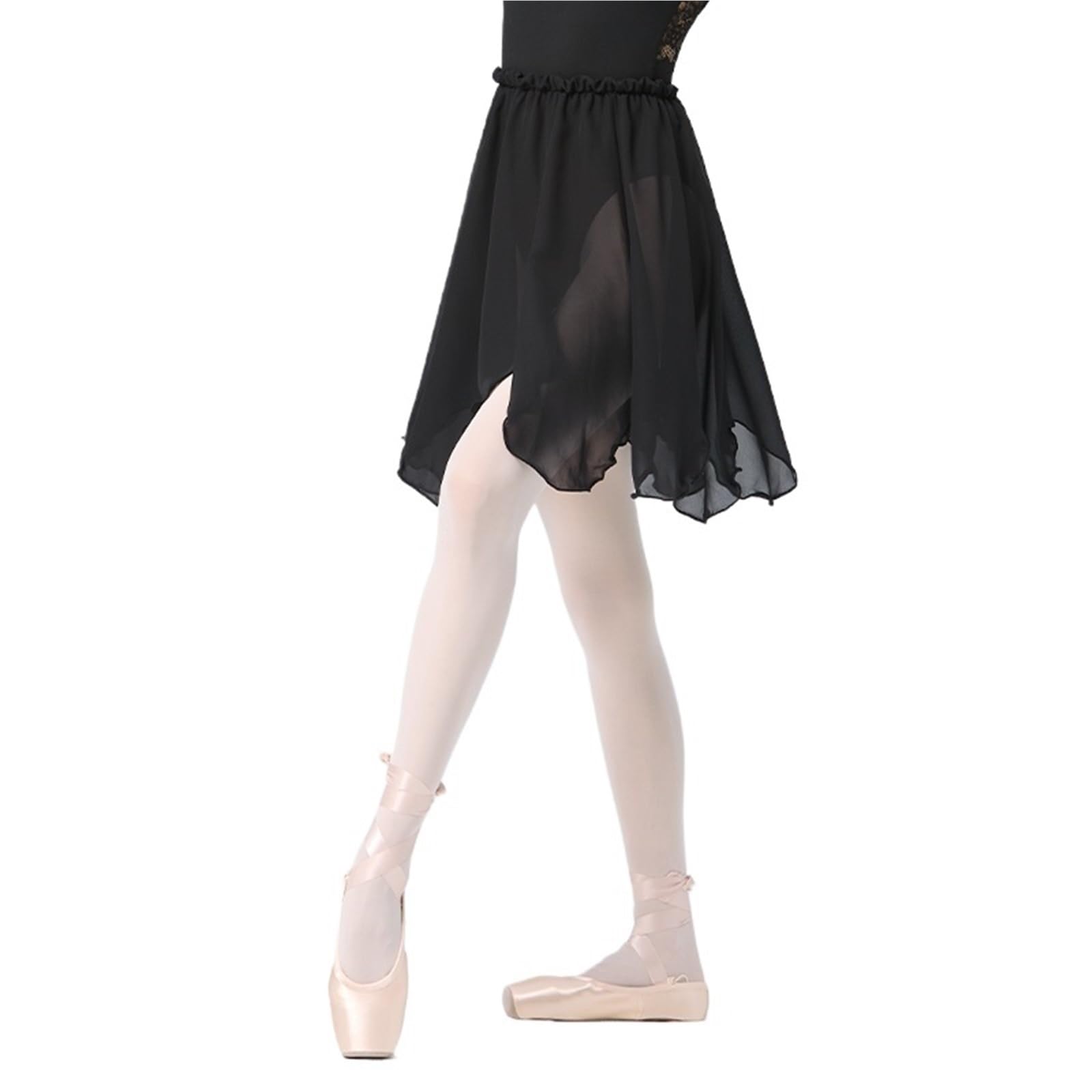 Faldas de Ballet for Mujer, Cintura elástica, Color Blanco y Negro, pétalos, Longitud Media, Falda de Gasa, tutú de Bailarina para Mujeres y Niñas