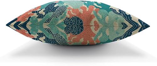 Miniatura 5 de Moslion Funda de almohada decorativa de coral de 18 x 18 pulgadas, funda de cojín cuadrada de lino y algodón para el día de San Valentín, sofá cama,