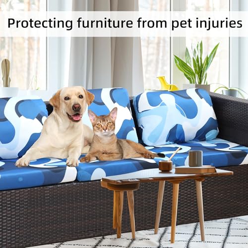 Image of BIETYONE 8Pcs Stretch Patio Cushion Covers,for Outdoor Couch Cushion Covers Replacement,Outdoor Sofa Covers Patio Slipcovers Couch Cover,Washable Furniture Cover (Pattern 2, Cover Only)