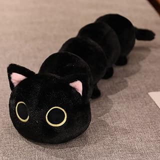 Nova grande almofada de pelúcia de pelúcia para gato engraçado preto branco lagarta de pelúcia boneca de pelúcia para crianças lagartas de pelúcia brinquedos de pelúcia para crianças
