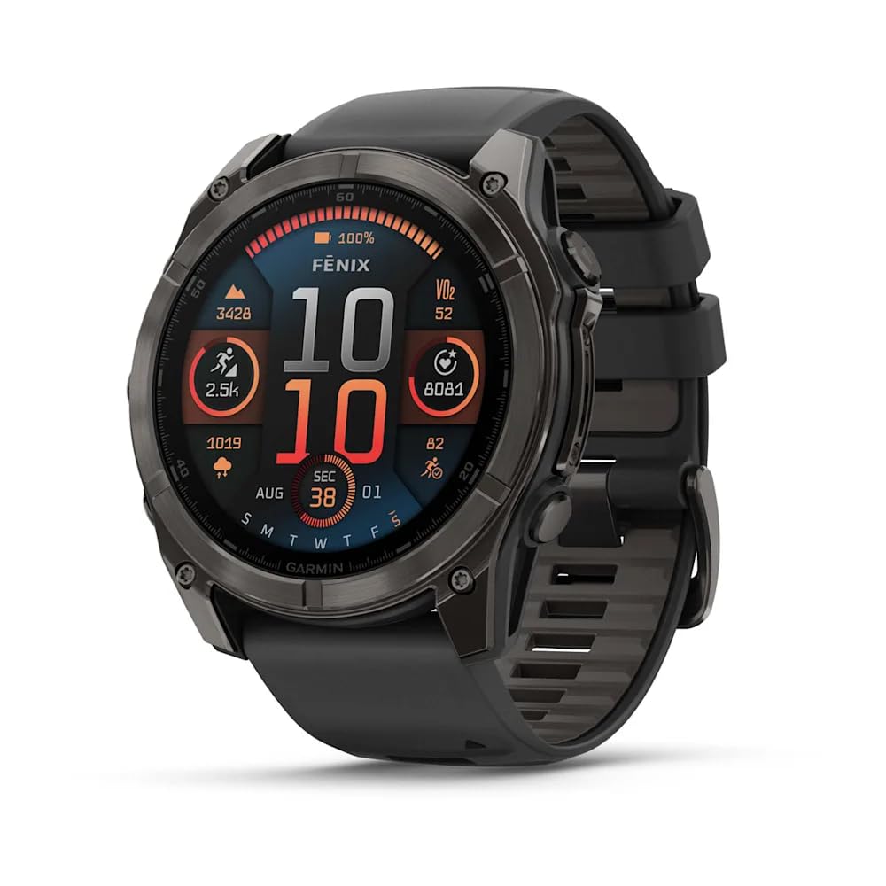 fēnix 8 Premium Multisport GPS Smartwatch - 51mm, Slate Gray | AMOLED Touch Screen,Advanced Health and Training Features | Built in LED flashlight with up to 29 days battery life
