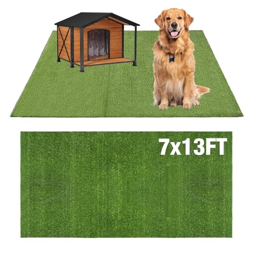 Image of GLOBREEN Extra Large Artificial Grass 7 FT X 13 FT - Pets Fake Grass Turf Rug for Puppy Potty Kennel Flooring Patio Balcony, Easy to Cut Waterproof
