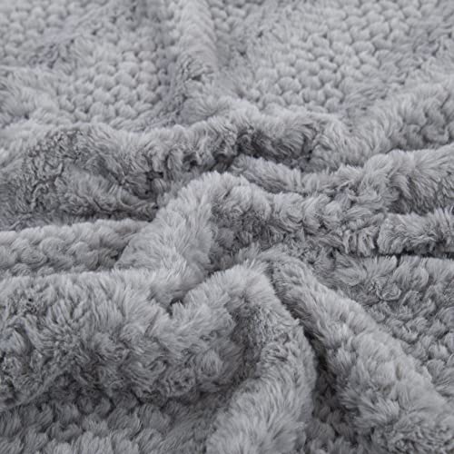 Tache Dark Grey Faux Fur Throw Blanket For Couch- Bubbly Textured Striped Embossed Warm Super Soft Fluffy White Sherpa Plush Throw Blanket For Bed Sofa - 50" X 60" #TOP4