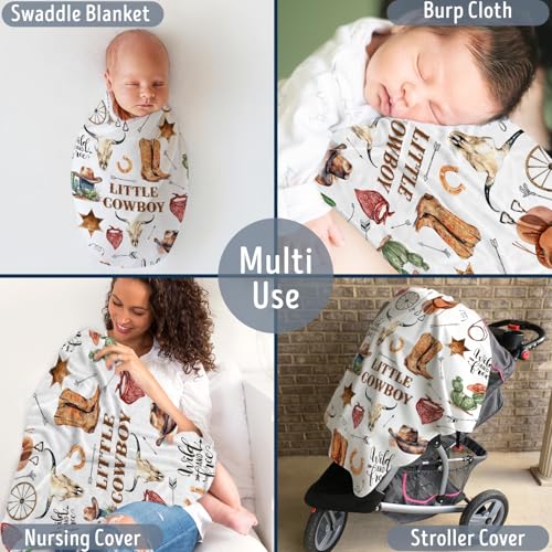 Image of Western Blanket, Western Decor for Nursery Room, Baby Blankets for Boys Girls, Cowboy Baby Blankets, Western Baby Stuff, Soft Warm Lightweight Nursery Bed Blanket for Newborn Toddlers (02, 30x40 in)