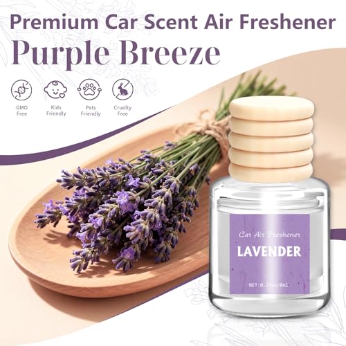 Image of AROIC Car Air Freshener Diffuser Set, 6 Pack Lavender Natural Slow-Release Fragrance, Long Lasting Air Freshener for Women & Men Car Accessories, Hanging Cute Automotive Interior Decor Gift (8ml Each)