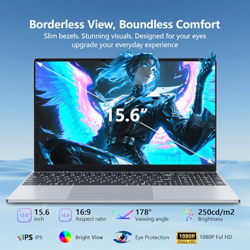 Image of Laptop, 2026 New Laptop Computer, Lap Top PC Core M3-6Y30(Beat N4000), 8GB RAM 256GB SSD, 180Open, UHD Graphics, 15.6 inch IPS 1080P, WiFi 5, BT4.2, Win 11 /Office Laptops for Study Work, 2-Year Warranty