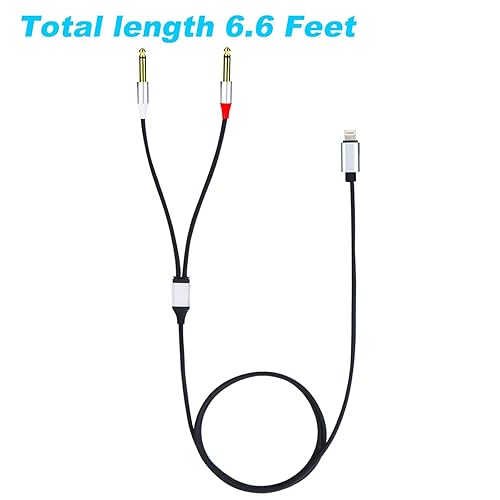 Miniatura 6 de Cable divisor de cable en Y estéreo mono TS de 0.138 in 18 pulgadas a doble 0.250 in 14 pulgadas para smartphone, computadora, reproductor de CD,