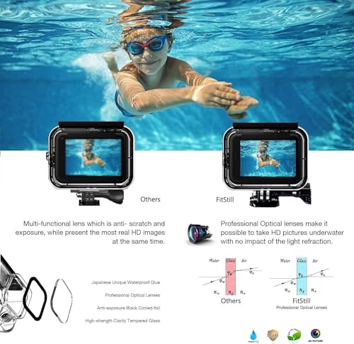 Image of FitStill Waterproof Housing for GoPro HERO 2018 /7 /6 /5 Black, Protective 45m Underwater Dive Case Shell with Bracket Accessories for Go Pro Hero7 Hero6 Hero5 Action Camera
