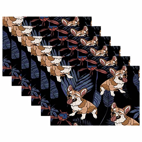 Sets de table Corgi antidérapants lot de 6 lavables pour repas - 6